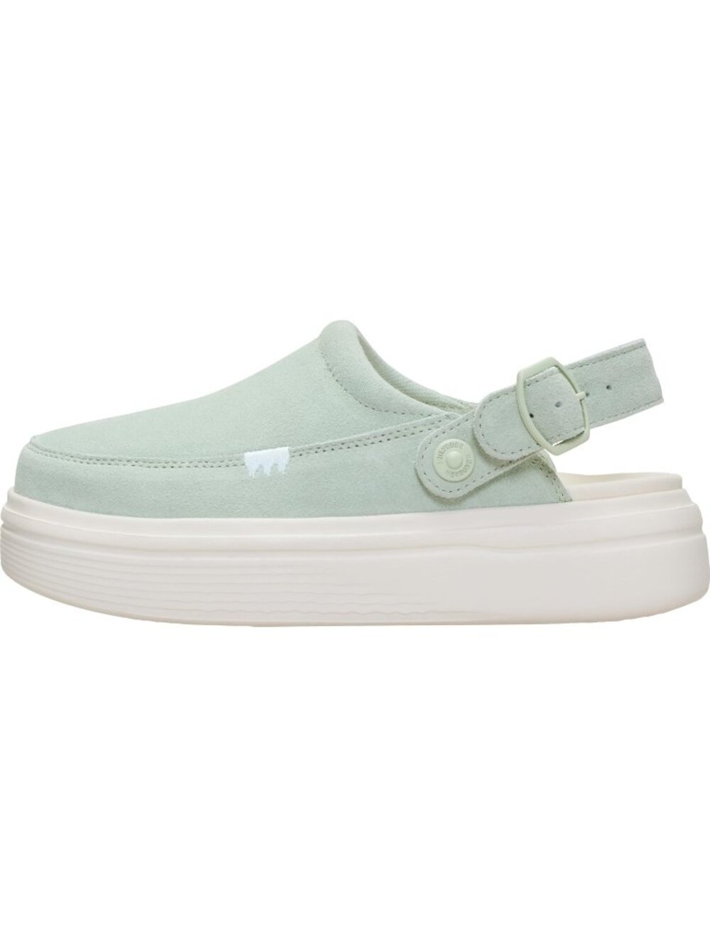 Women's Green Austin Lift Suede Platform Clog Mule Shoes with Adjustable Strap